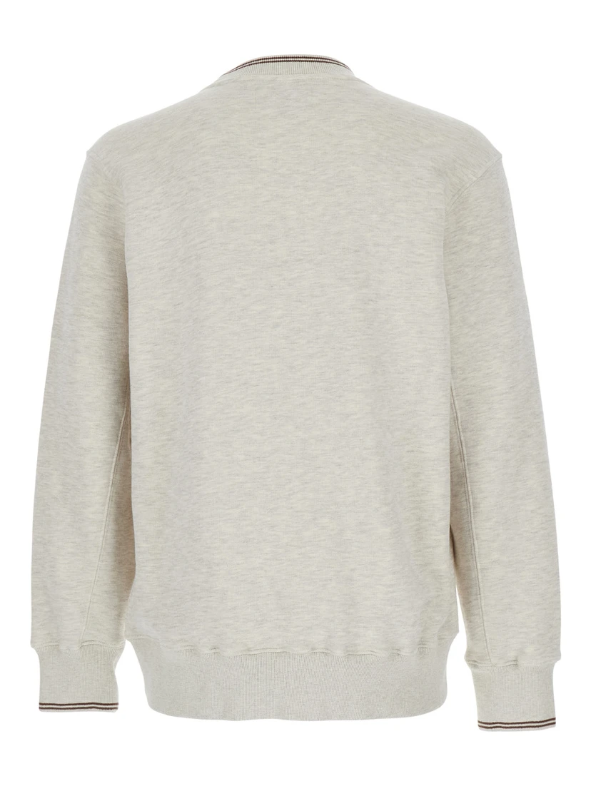 Grey Crewneck Sweatshirt with Logo Print in Jersey Man