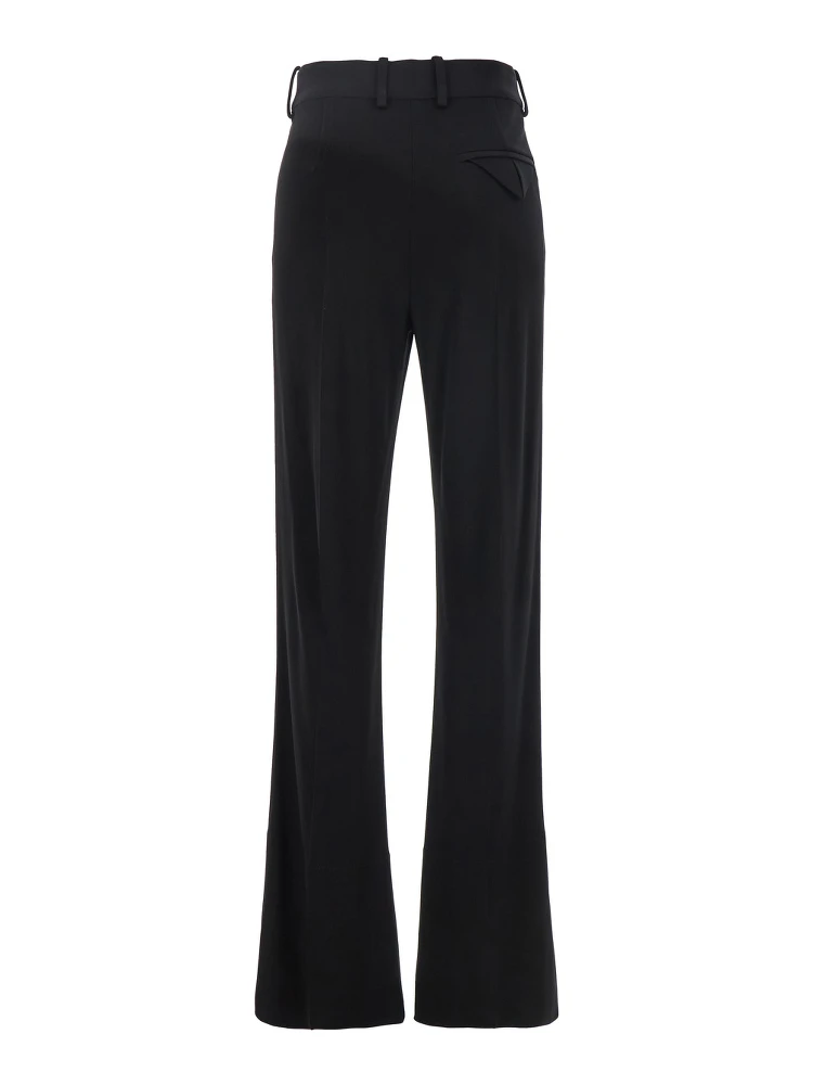 Black Flared Pants with Belt Loops in Viscose Blend Woman alternative