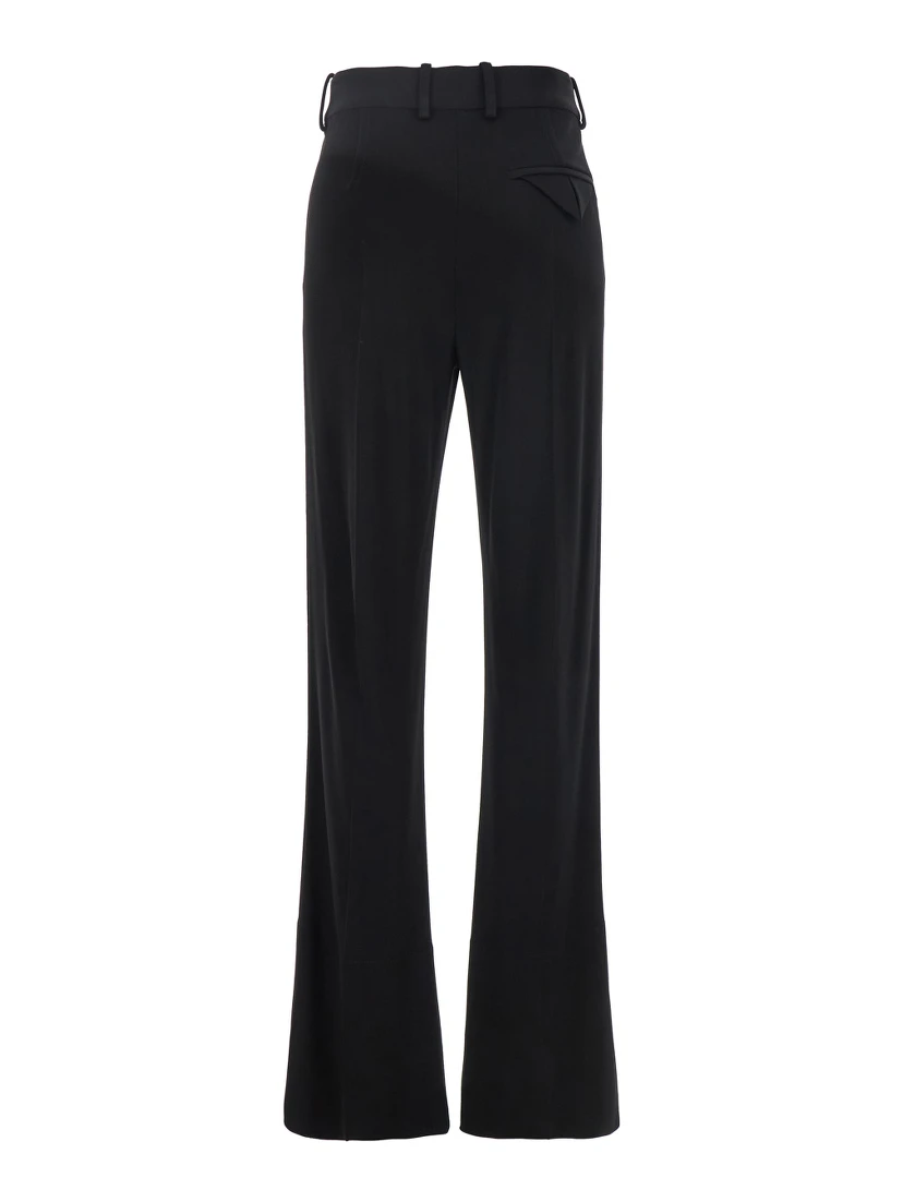 Black Flared Pants with Belt Loops in Viscose Blend Woman