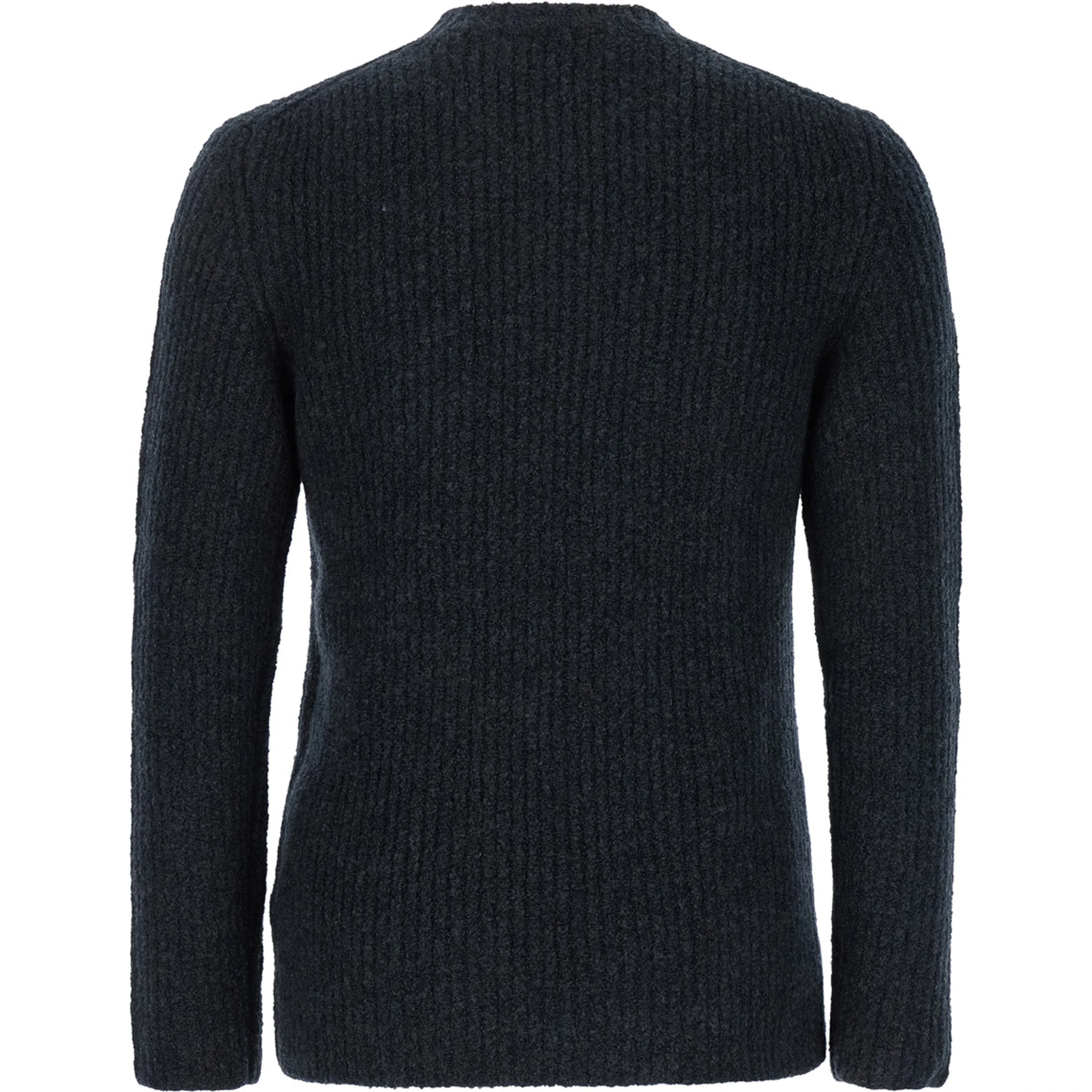 Grey Crewneck Sweater with Logo Patch in Ribbed Wool Man