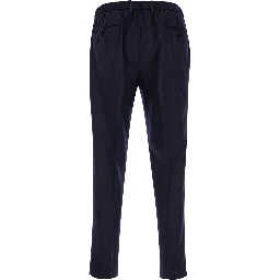 Blue High Waist Pants in Wool Man