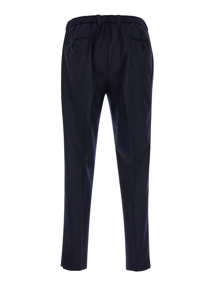Blue High Waist Pants in Wool Man alternative