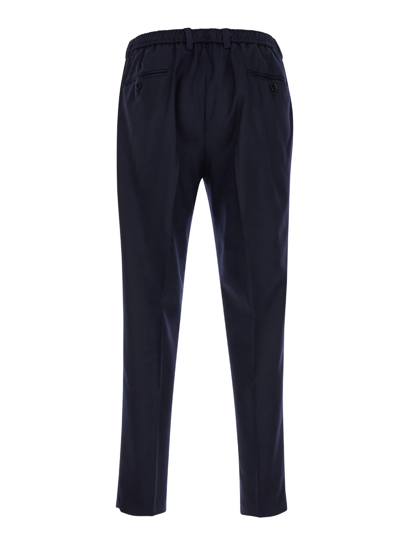 Blue High Waist Pants in Wool Man
