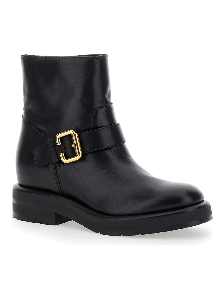 Coddington Black Ankle Boots with Paddington Buckle in Leather Woman alternative