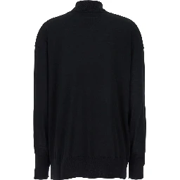 Livia Black Sweater with High Neck in Wool Woman