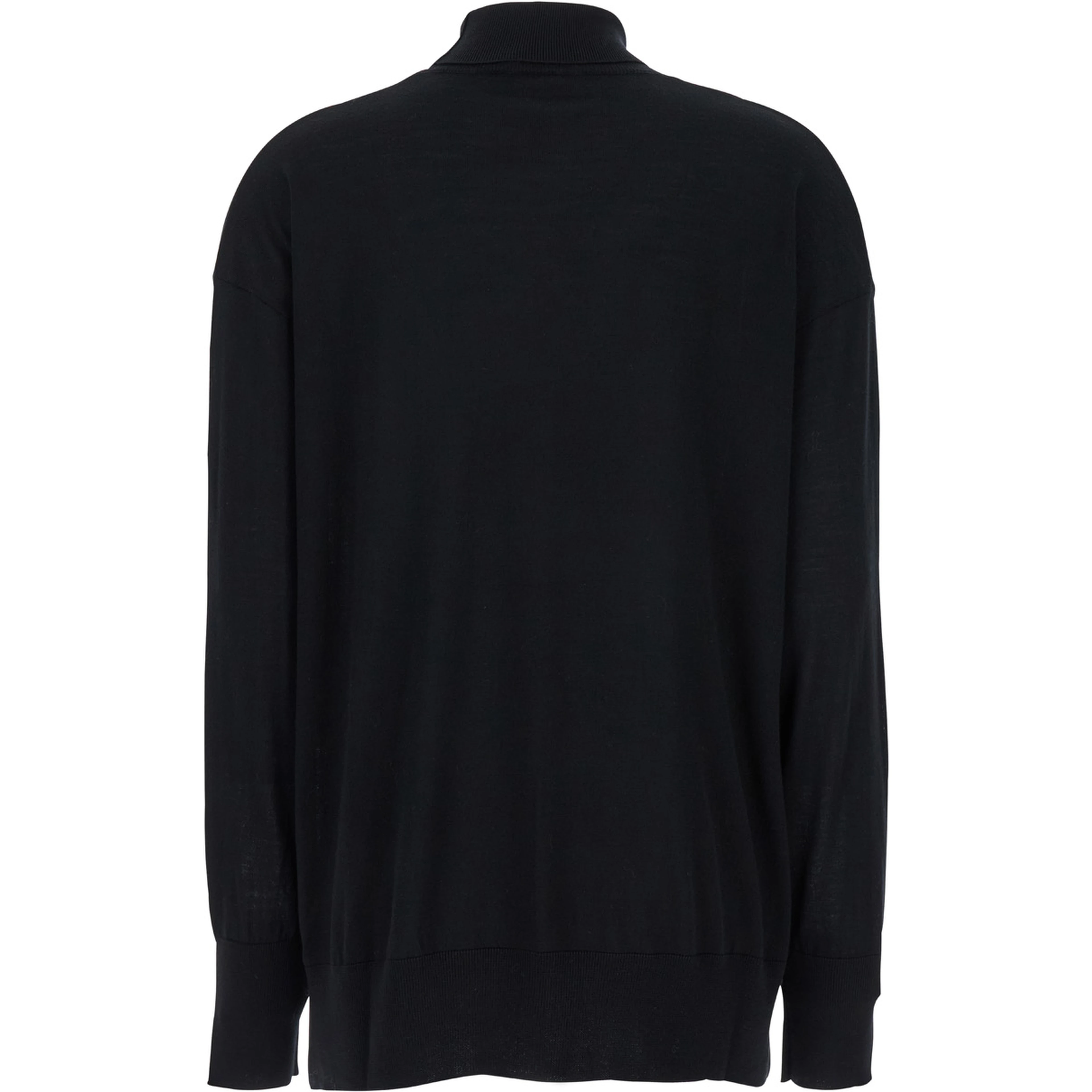 Livia Black Sweater with High Neck in Wool Woman