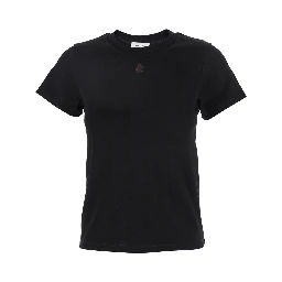 Black Crewneck T-Shirt with Skull Embroidery on the Front in Cotton Woman