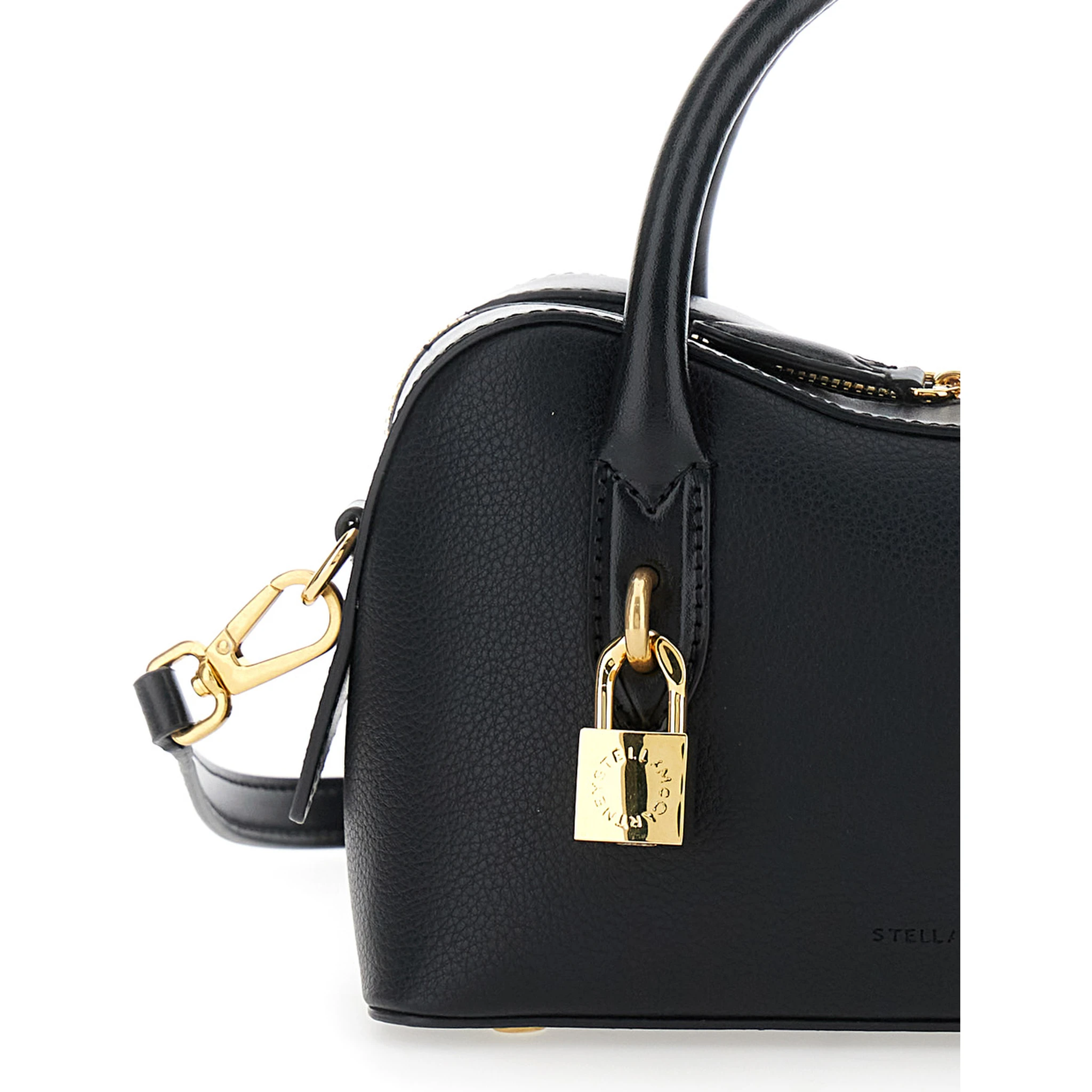Ryder Black Small Handbag with Two Top Handles and Front Padlock Detail with Logo in Ecoleather Woman