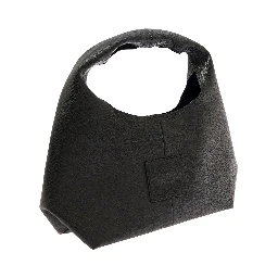 The Sack Black Shoulder Bag with Embossed Logo in Hammered Leather Woman