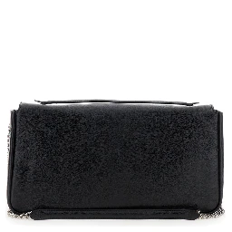 Baguette Chain Large Black Crossbody Bag with FF Closure in Leather Woman