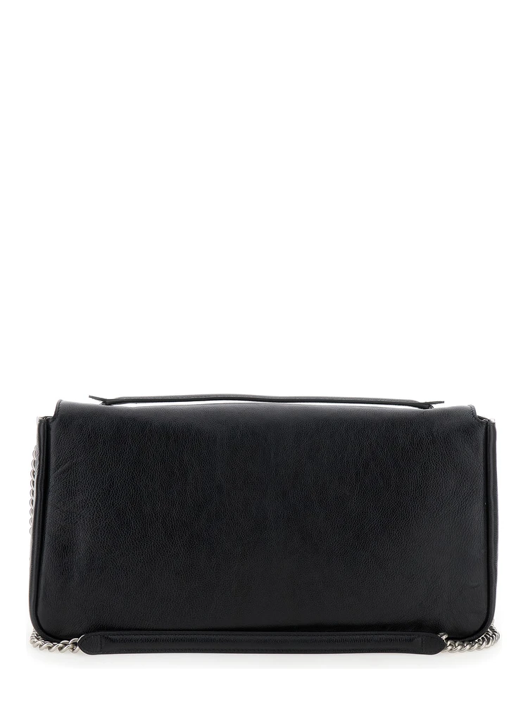 Baguette Chain Large Black Crossbody Bag with FF Closure in Leather Woman alternative