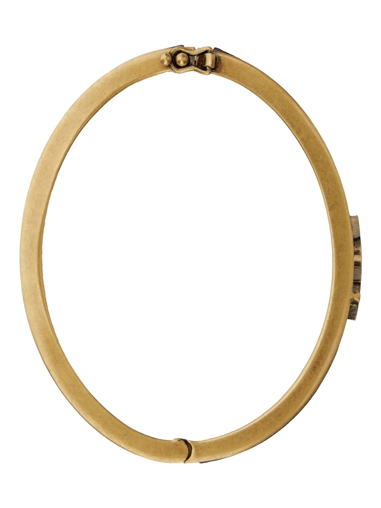 Brown and Gold Colored Bracelt with Cassandre in Metal and Leather Woman alternative