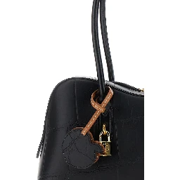 Ryder Black Medium Handbag with Padlock Detail on the Front and Two Top Handles in Ecoleather Woman