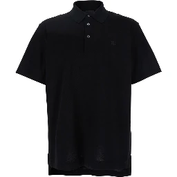 Black Polo Shirt with Logo Embroidery on the Front in Cotton Man