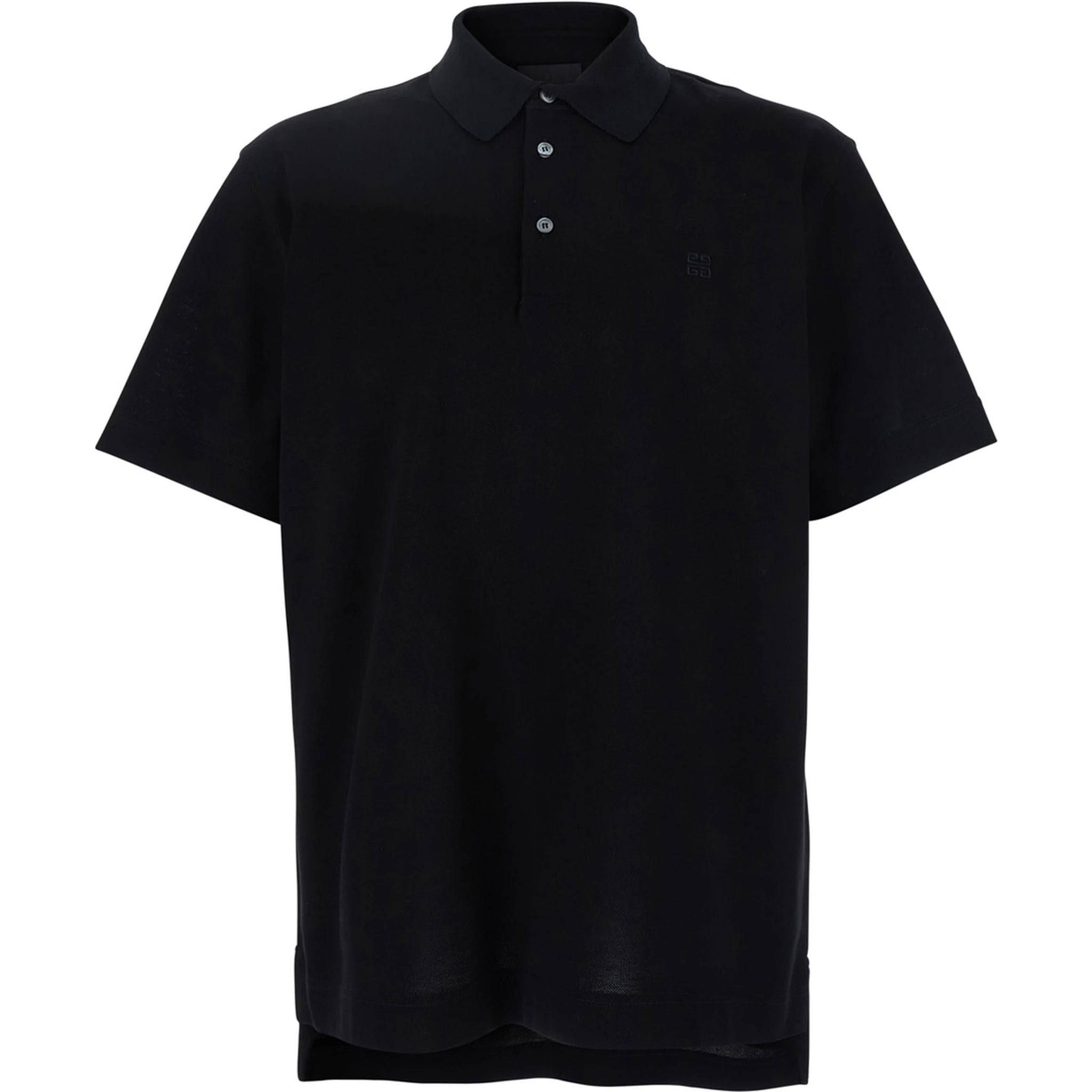 Black Polo Shirt with Logo Embroidery on the Front in Cotton Man