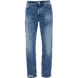 Blue Five Pocket Denim Jeans in Man