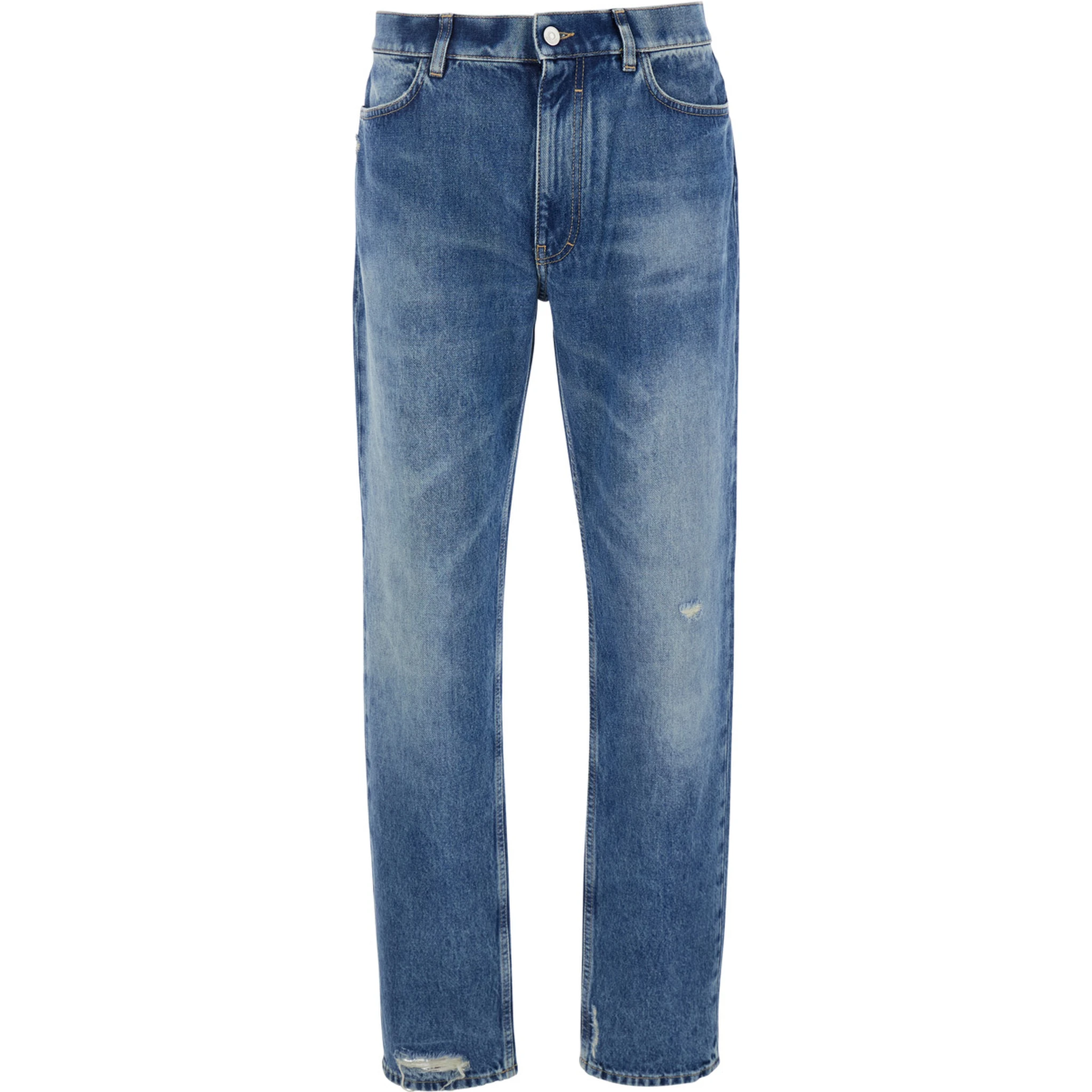 Blue Five Pocket Denim Jeans in Man