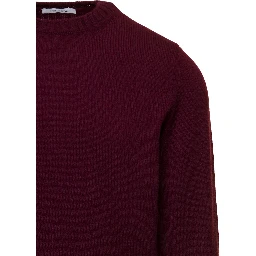 Bordeaux Crewneck Sweater with Rib Trim in Wool and Cashmere Man Gaudenzi