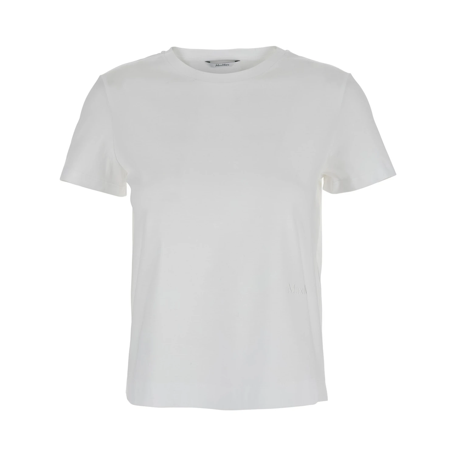 Nerina White Crewneck T-Shirt with Tonal Logo Lettering on the Front in Cotton Woman