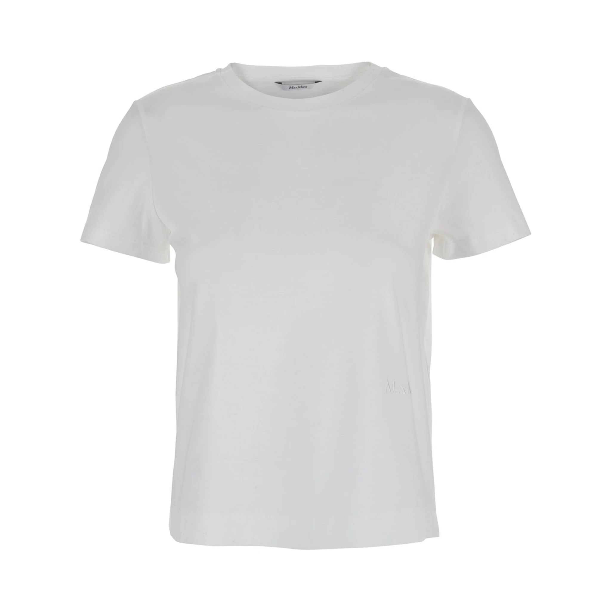 Nerina White Crewneck T-Shirt with Tonal Logo Lettering on the Front in Cotton Woman