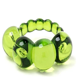 La Manso Womans Set of Two Ranunculus Green Plastic Rings