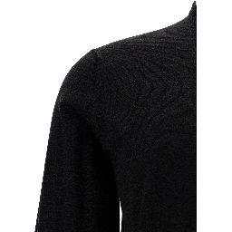 Grey Crewneck Sweater with Ribbed Trims in Wool Man