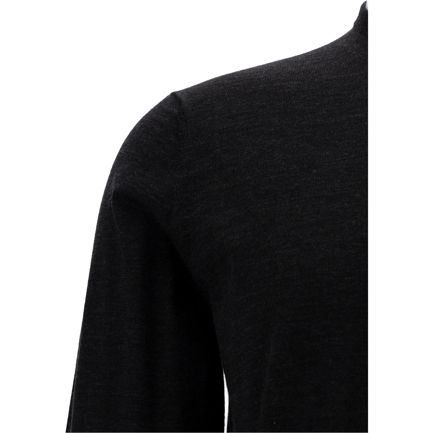 Grey Crewneck Sweater with Ribbed Trims in Wool Man