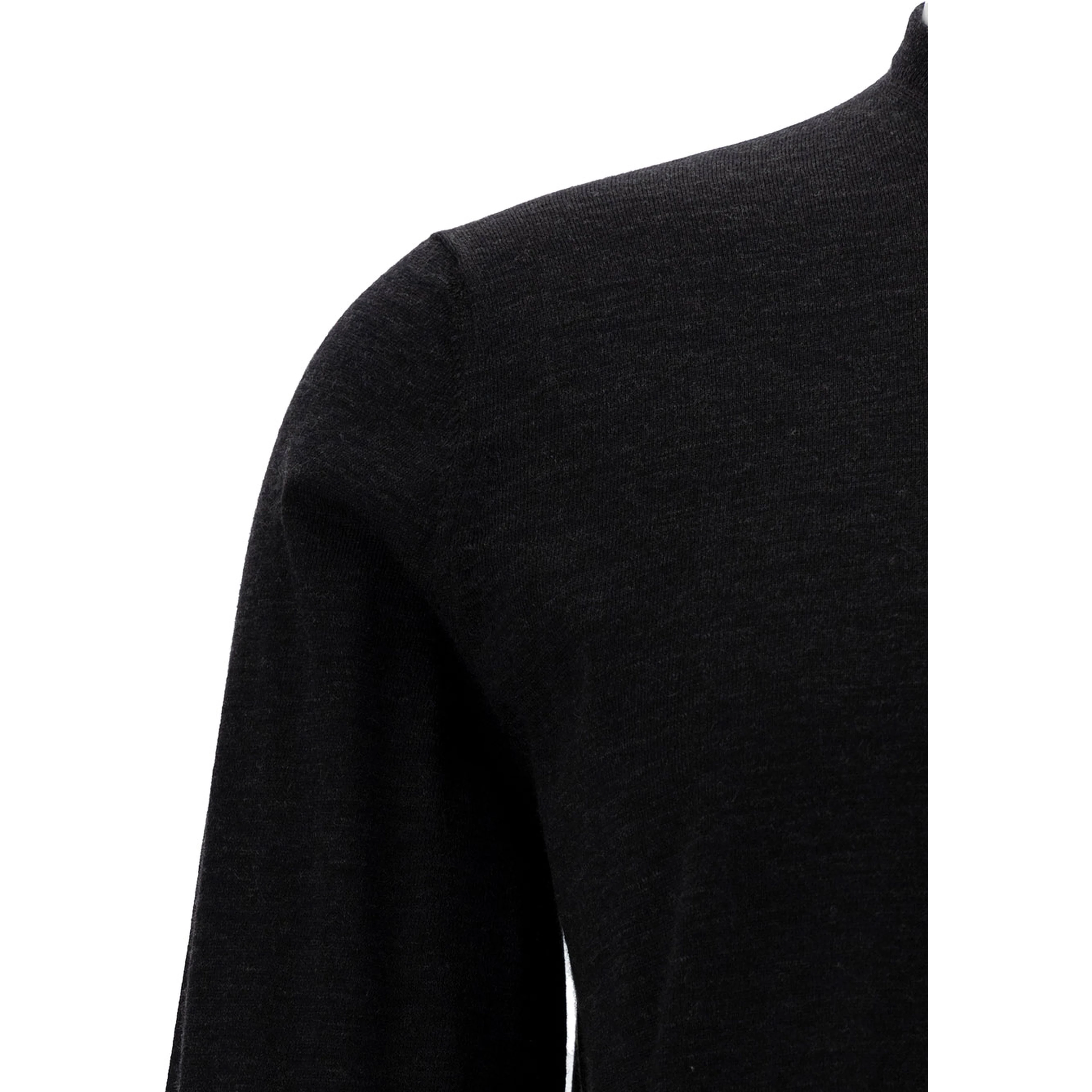 Grey Crewneck Sweater with Ribbed Trims in Wool Man