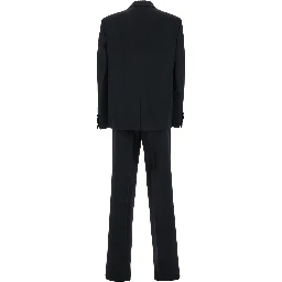 Black Double-Breasted Suit with G Detail in Wool Man