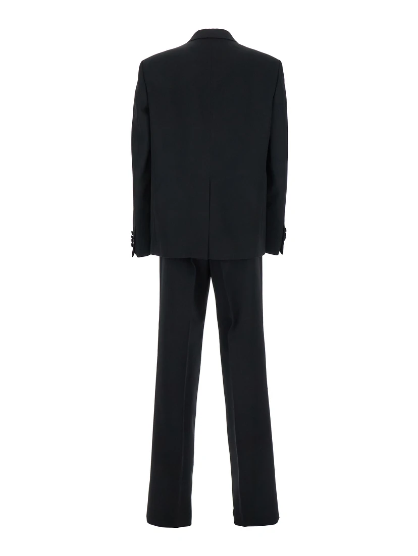 Black Double-Breasted Suit with G Detail in Wool Man