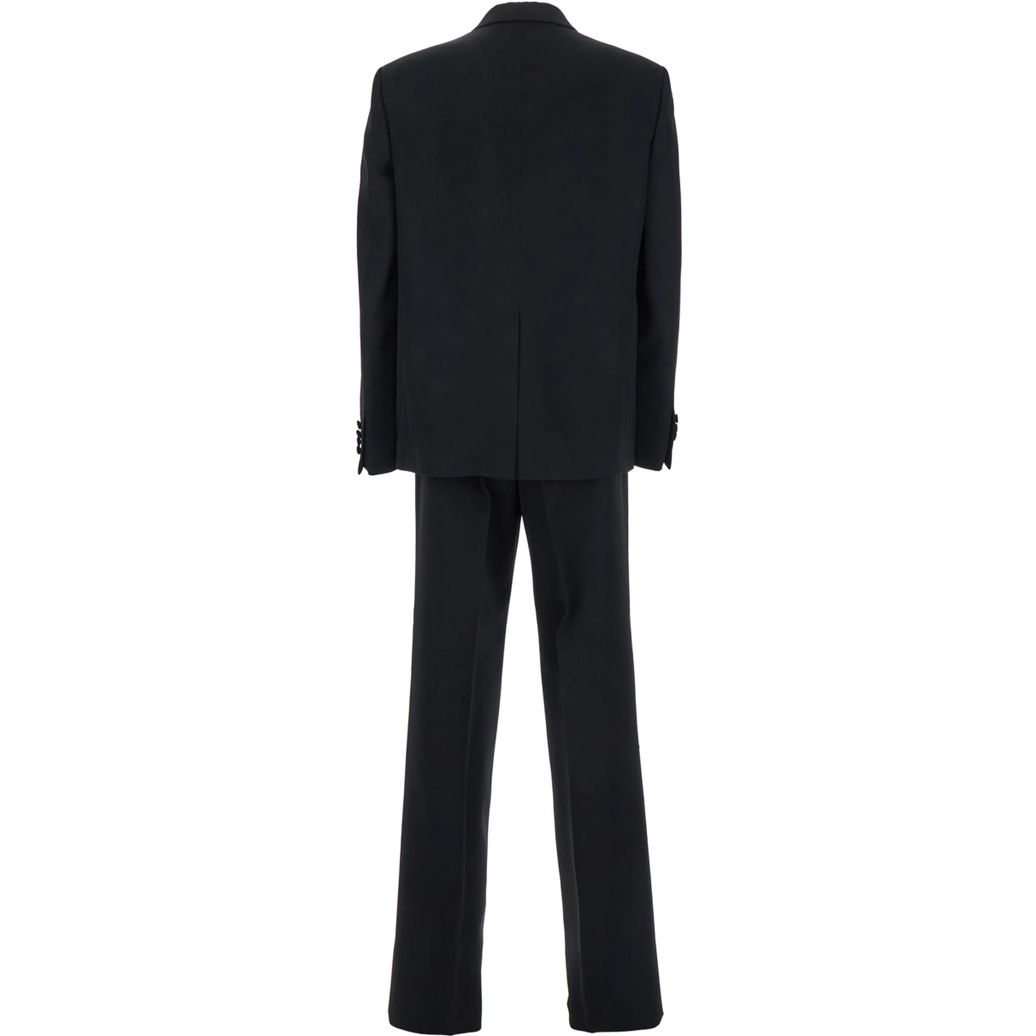 Black Double-Breasted Suit with G Detail in Wool Man