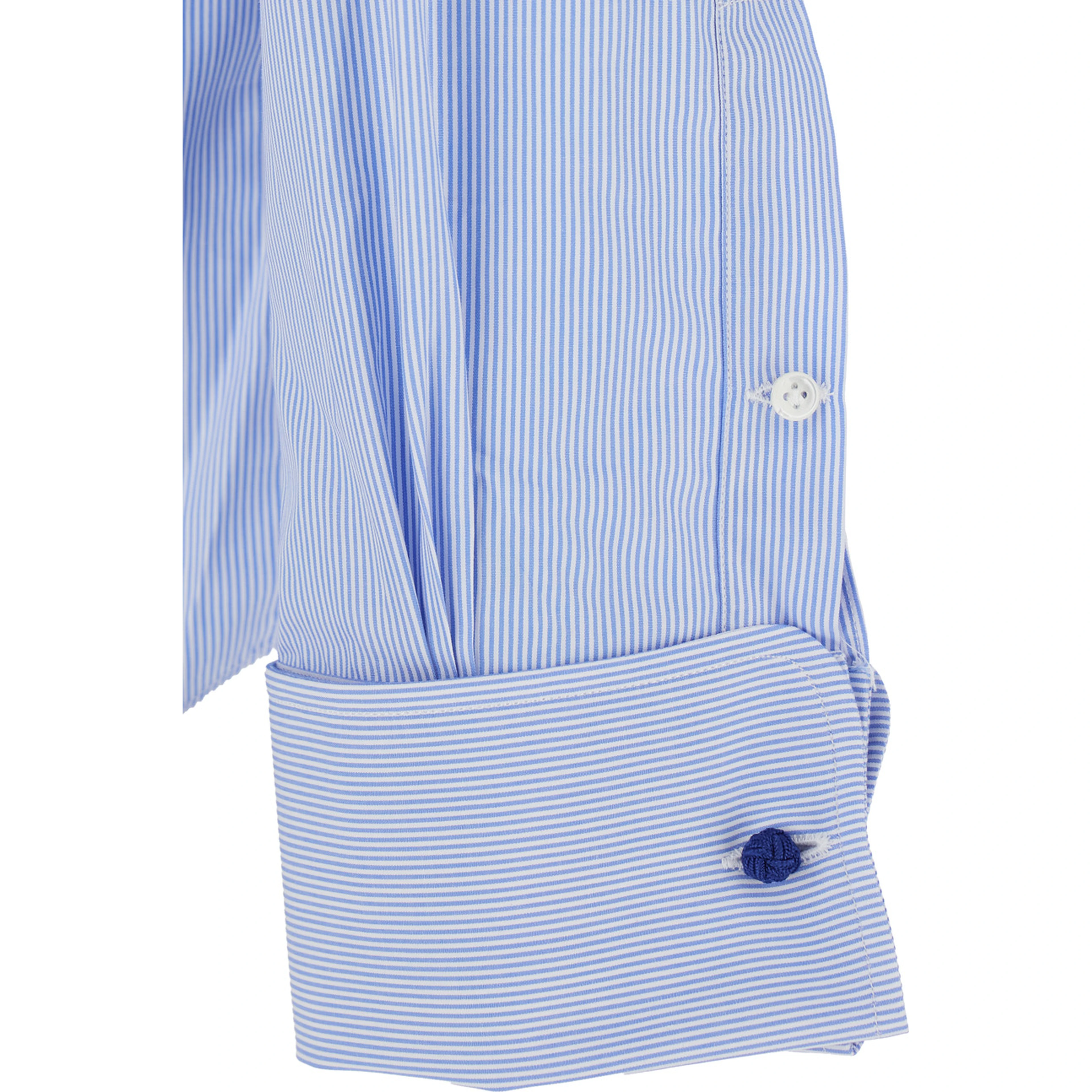 Light Blue Shirt with Classic Collar and All-Over Striped Motif in Cotton Man