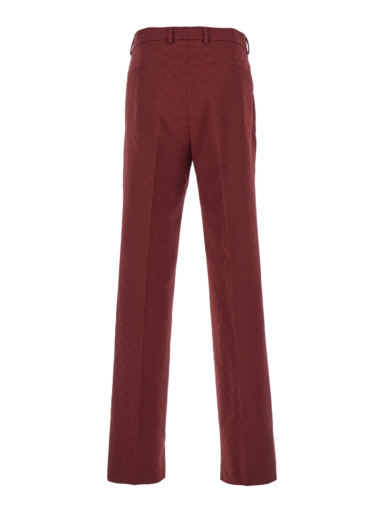 Bordeaux Straight Pants with GG Motif in Cotton Man alternative