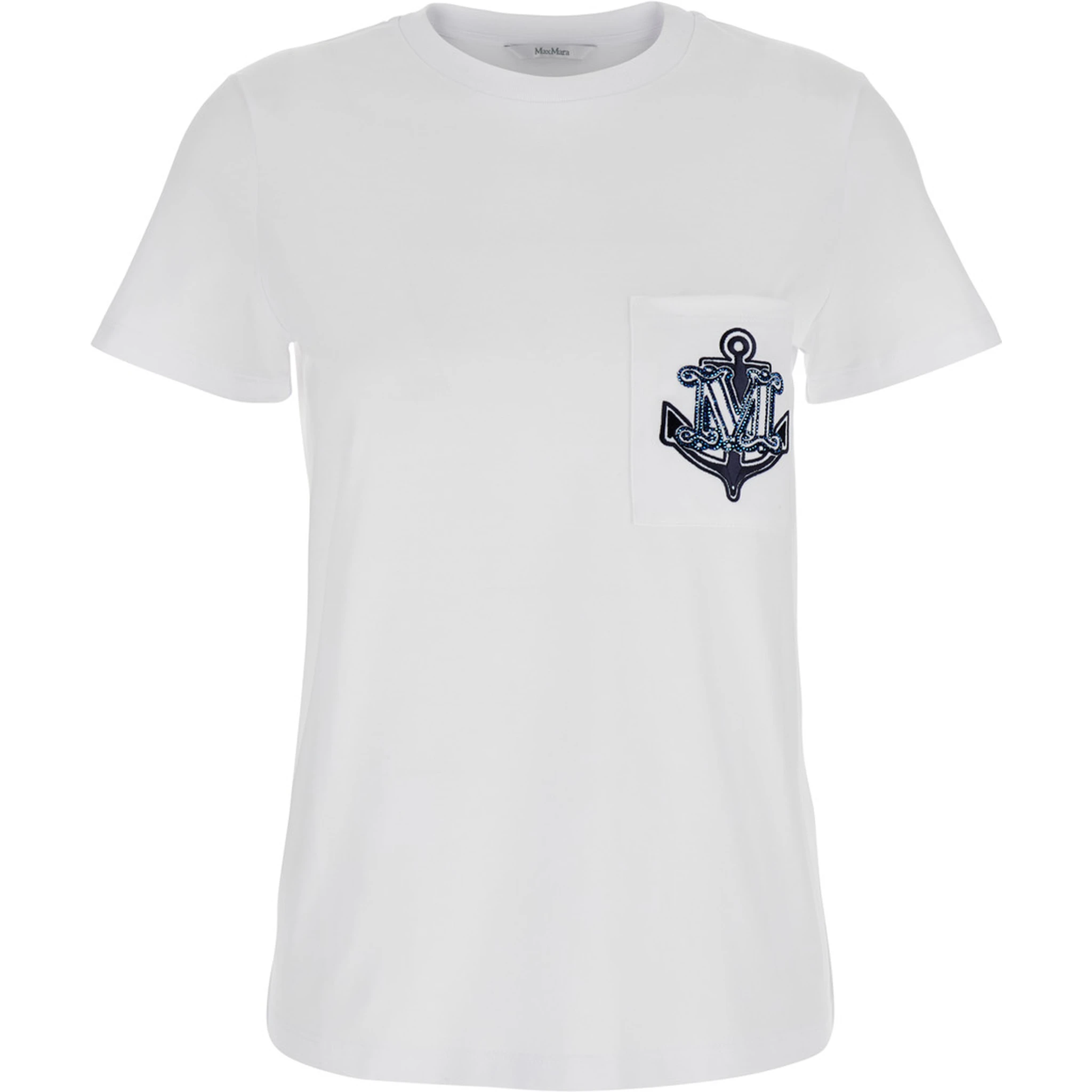 White T-Shirt with Logo Printed on the Chest in Cotton Woman