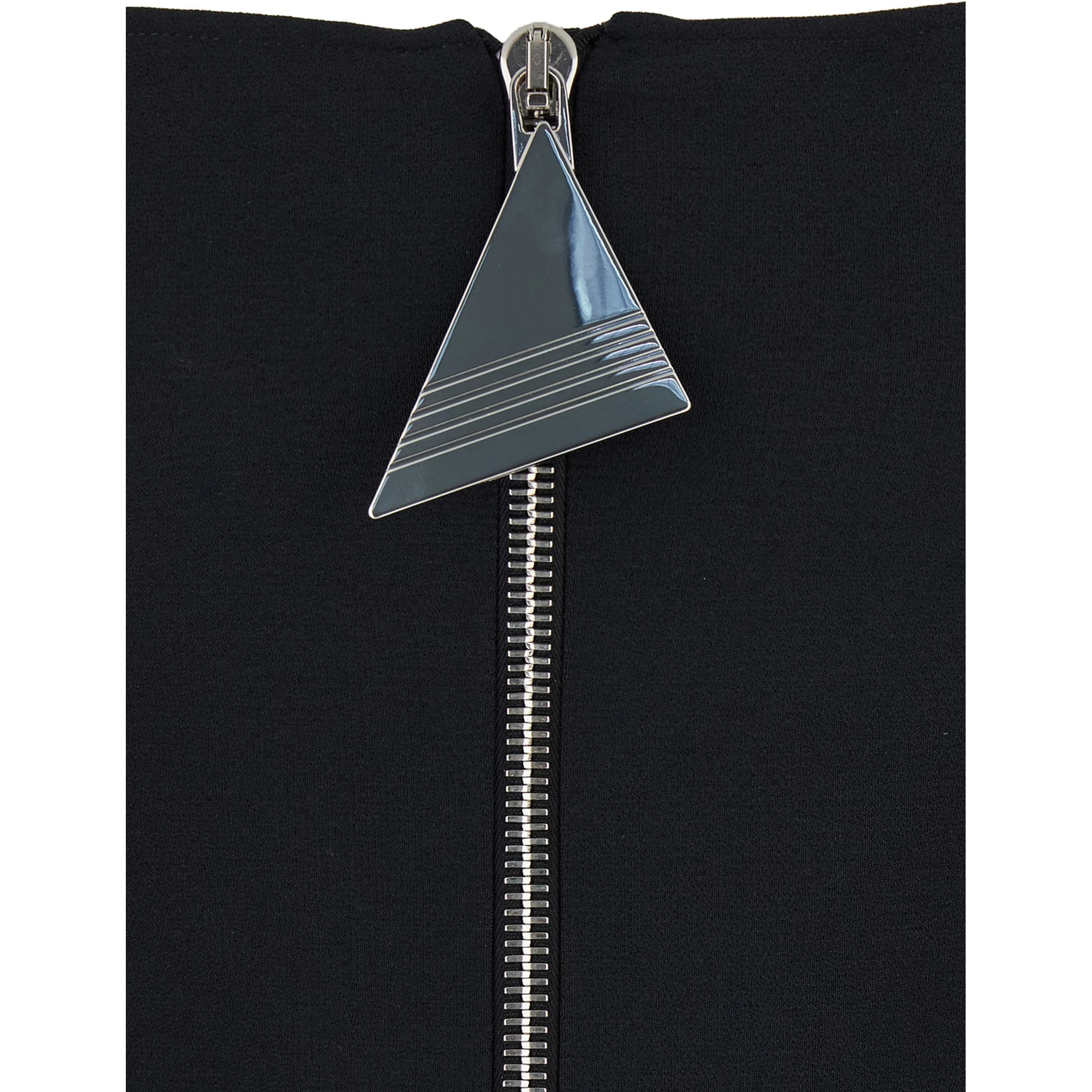 Mini Black Dress with Branded Zip Puller in Tech Fabric Woman