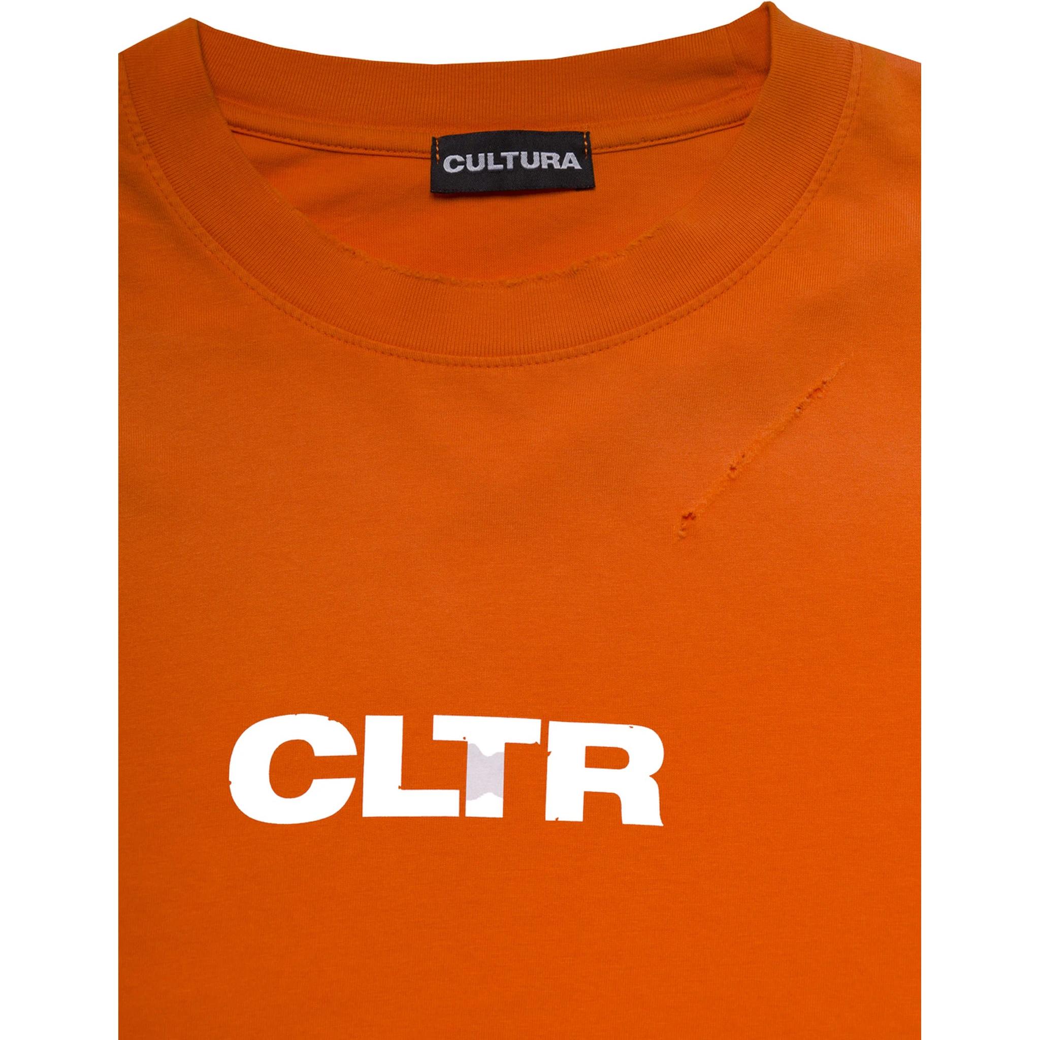Orange Crewneck Sweatshirt with Contrasting CLTR Print in Jersey Man