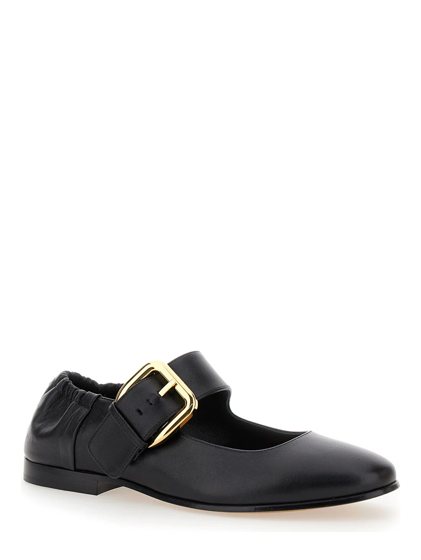 Astaiere Black Slip-On Mary Janes with Maxi Buckle in Leather Woman