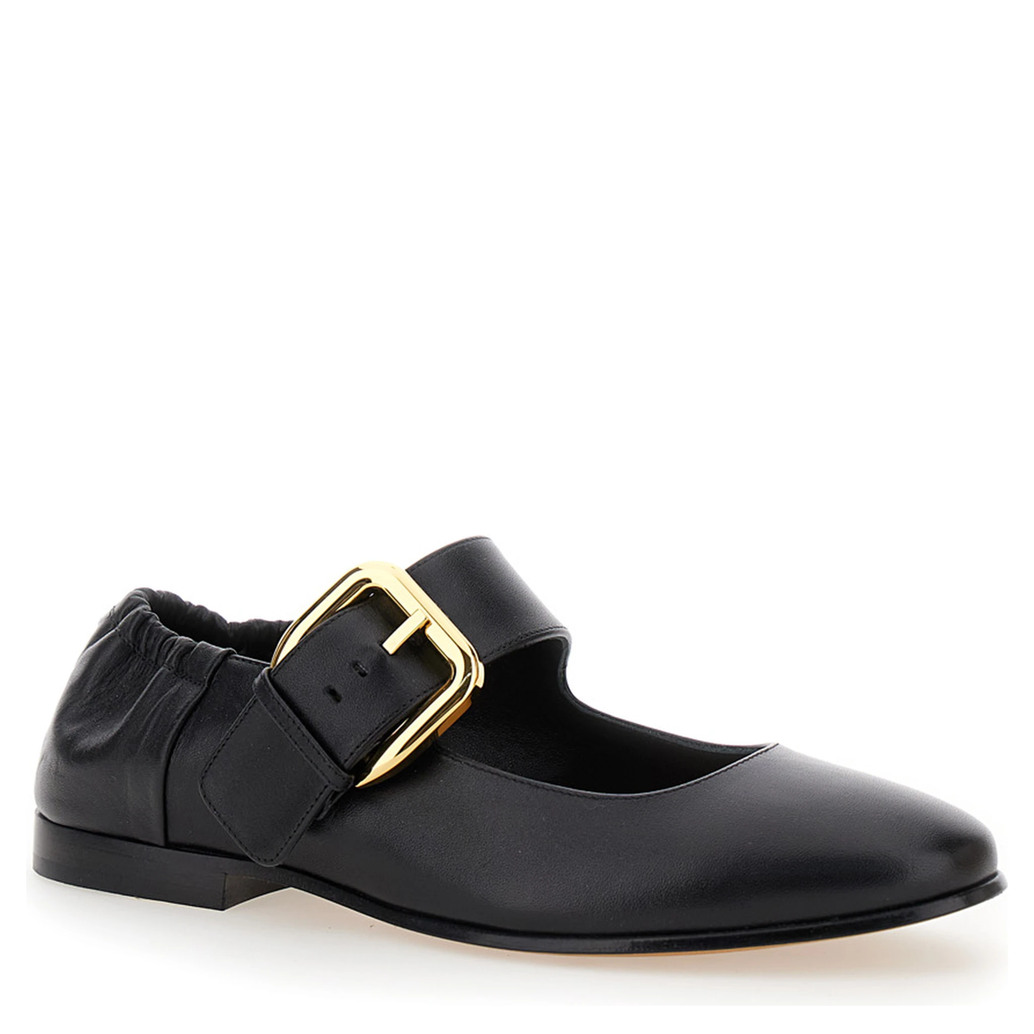 Astaiere Black Slip-On Mary Janes with Maxi Buckle in Leather Woman