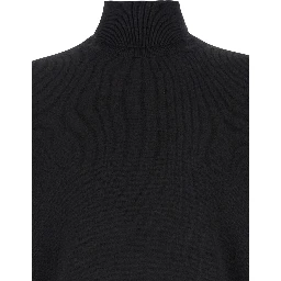 Black Turtleneck Sweater in Merino Wool and Silk Blend Man