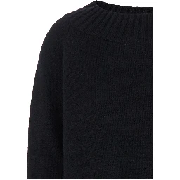 Radames Black Sweater with Boat Neckline in Wool and Cashmere Woman