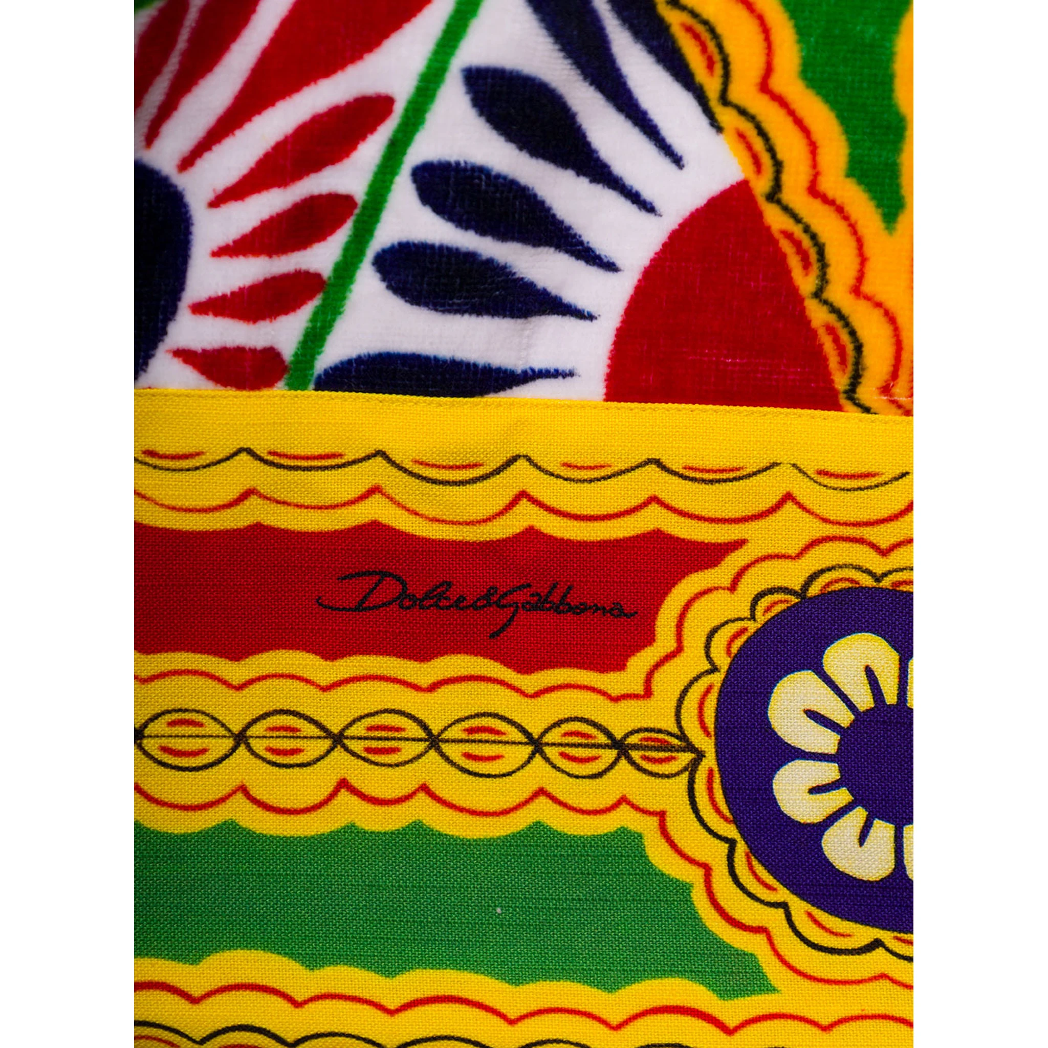 Multicolor Kimono Bathrobe with All-Over Carretto Siciliano Print in Cotton Dolce & Gabbana
