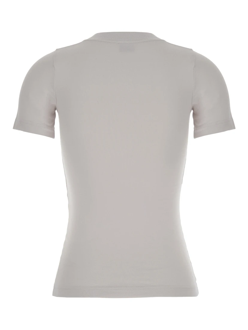 Off White T-Shirt with Beverly Hills Embroidery in Peeling Stretch Jersey Woman