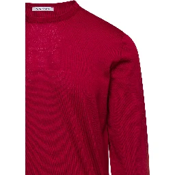 Red Crewneck Sweater with Long Sleeves in Cashmere Man Gaudenzi