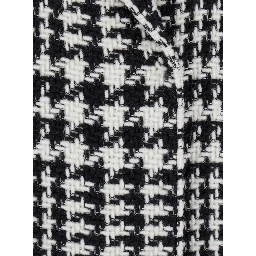 Black and White Coat with All-Over Check Motiv in Wool Blend Woman