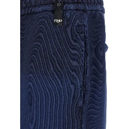 Blue Pants with High Elastic Waist in Cotton Man