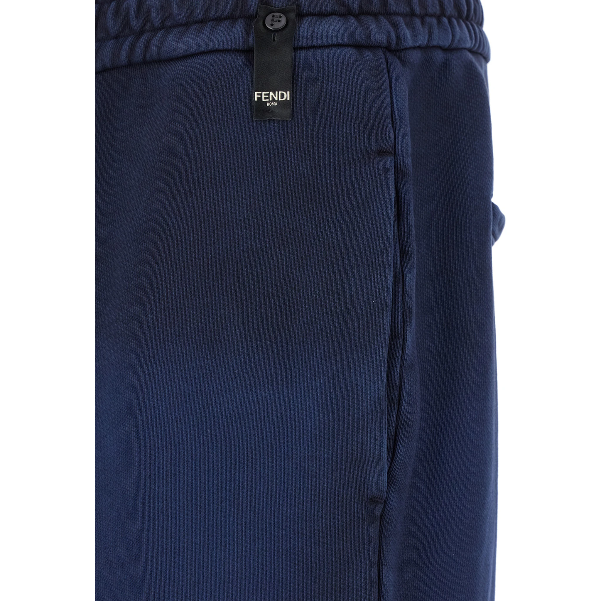 Blue Pants with High Elastic Waist in Cotton Man