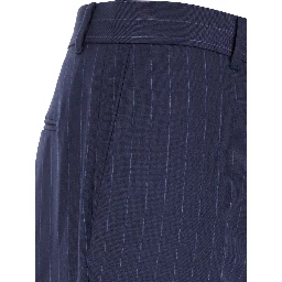 Blue Flared Pants with High Waist in Wool Man