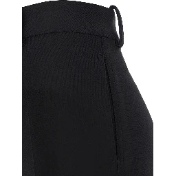 Black Flared Pants with Belt Loops in Viscose Blend Woman