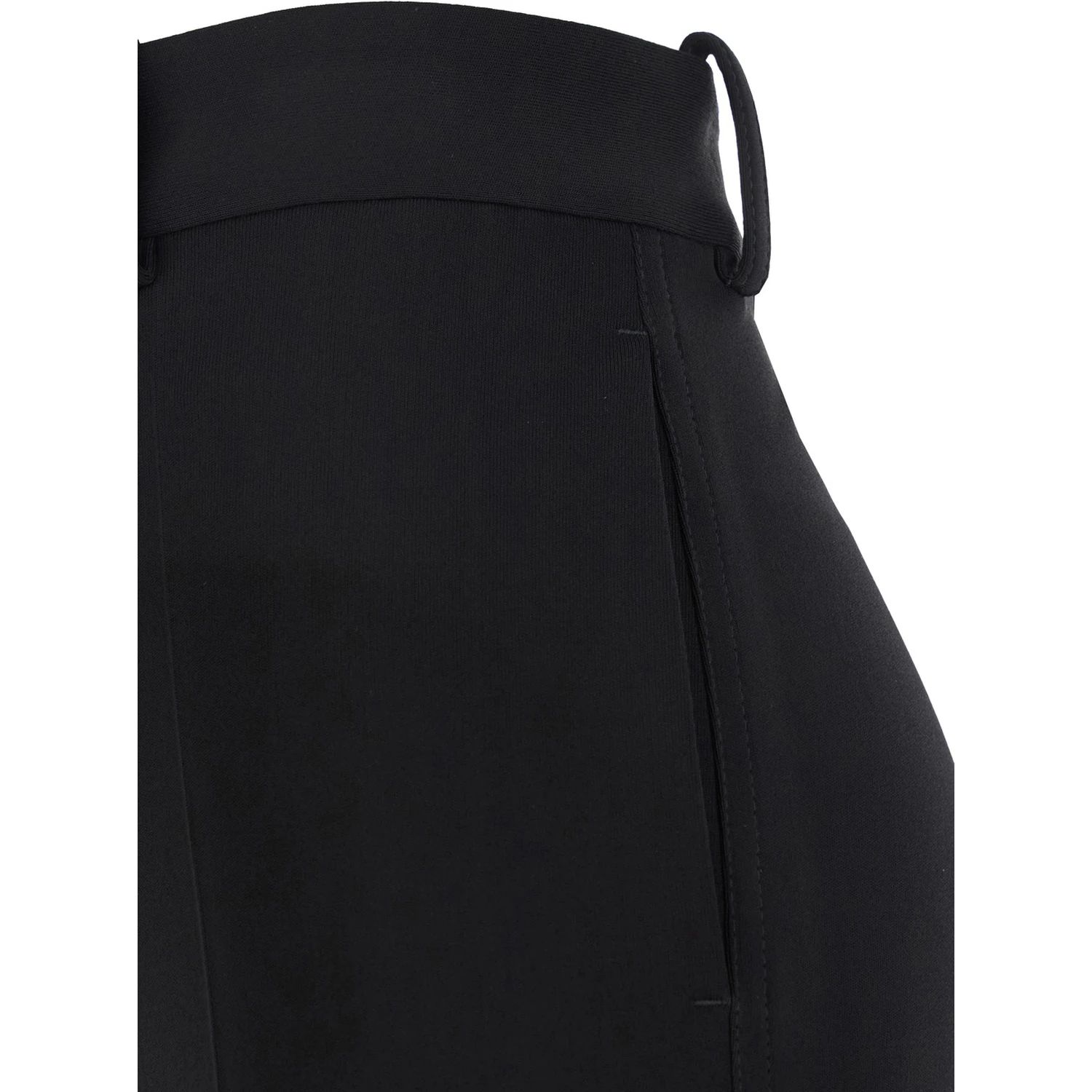 Black Flared Pants with Belt Loops in Viscose Blend Woman