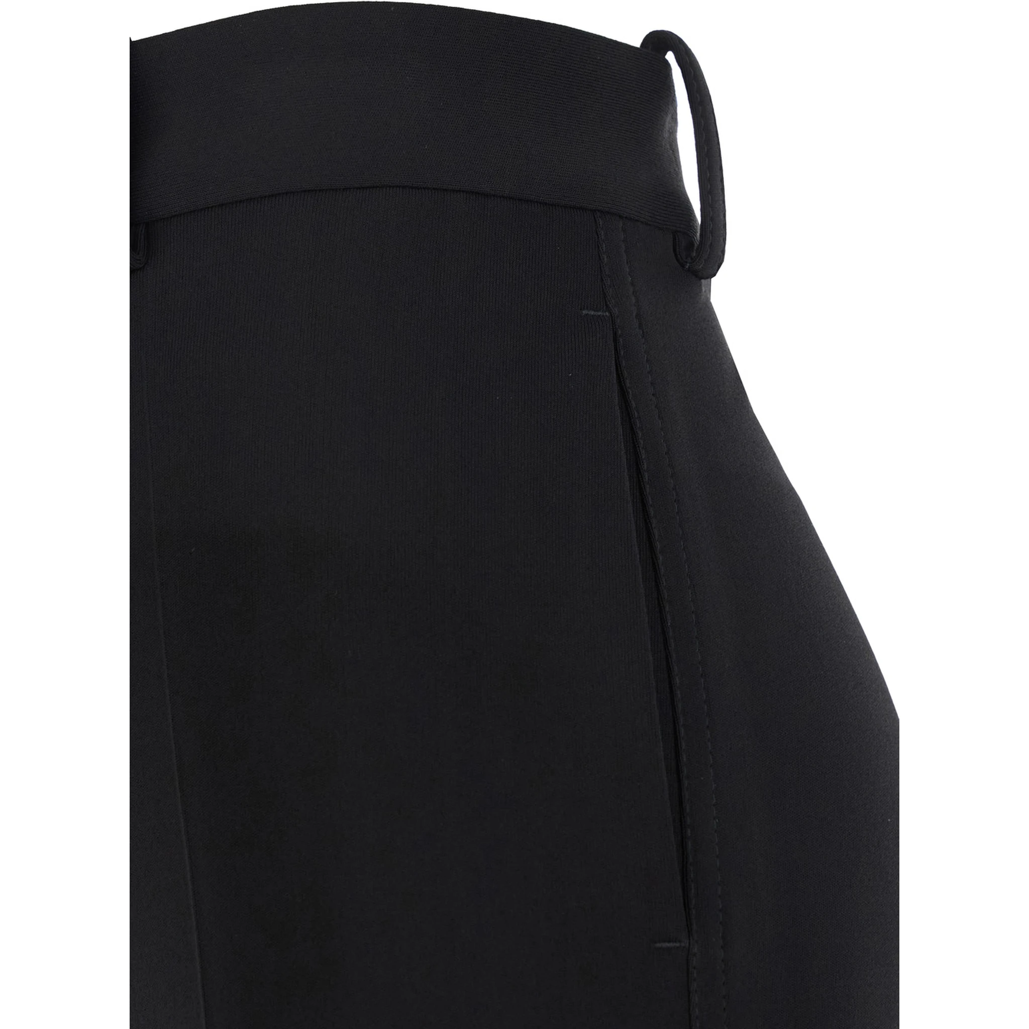 Black Flared Pants with Belt Loops in Viscose Blend Woman